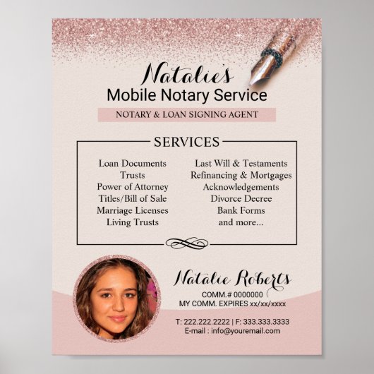Poster Service Nota Mobile Rose moderne Parties scintilla (Devant)
