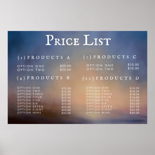 Poster Service Price List Menu Custom Prinster (Devant)