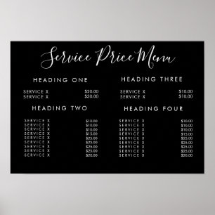 Poster Service Price Menu Custom Make Prinster