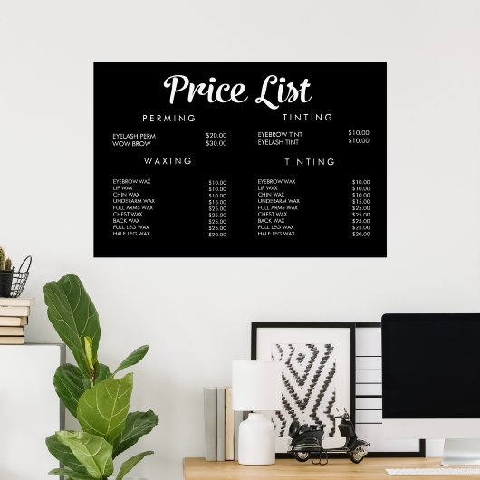 Poster Service Price Menu Custom Prinster (Bureau à domicile)