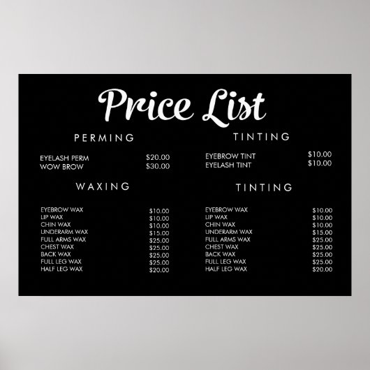 Poster Service Price Menu Custom Prinster (Devant)