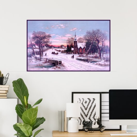 Poster Services ecclésiastiques Matin du soir de Noël (Bureau à domicile)