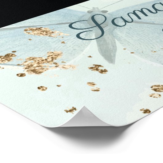 Poster Services funéraires aux papillons d'aquarelle vert (Coin)