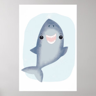Poster Serviette Baby Shark pour garçons salle sur le thè