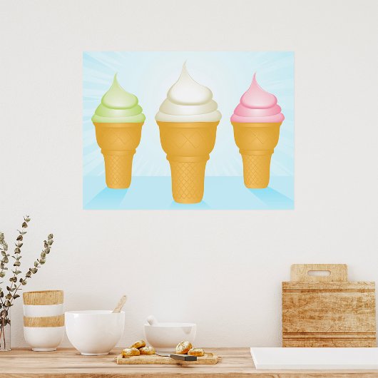 Poster Servir Doux Crème de glace cônes amusant Dessert d