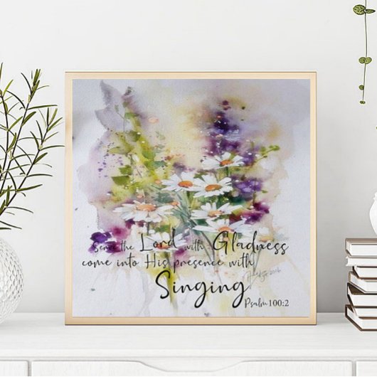 Poster Servir le Seigneur avec joie floral