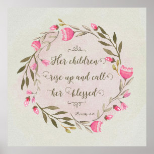 Poster Ses enfants se lèvent et l'appellent bénie