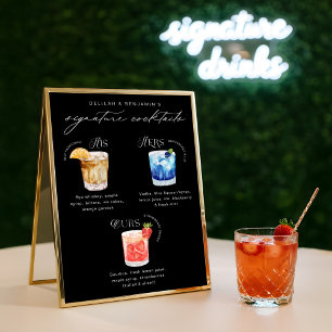 Poster Ses Ours Notre Aquarelle Signature Cocktails Menu