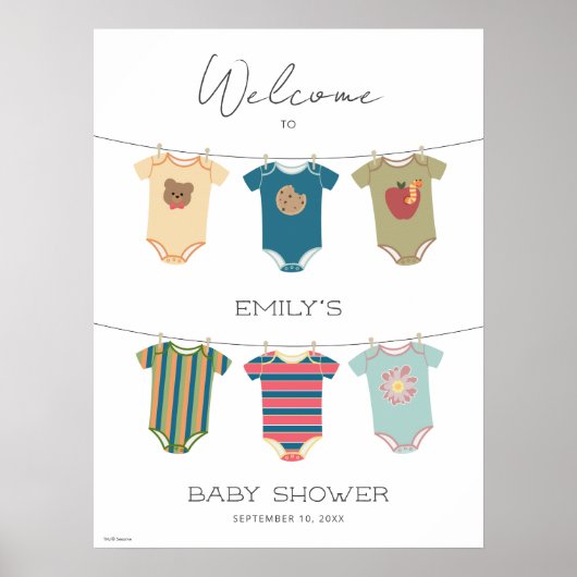 Poster Sesame Pals Bodysues Baby shower Bienvenue (Devant)
