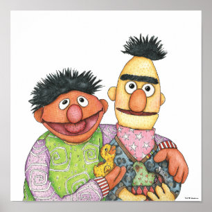 Poster Sesame Street Bert et Ernie Watercolor