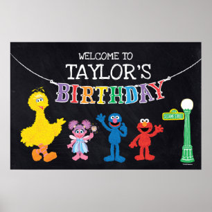 Poster Sesame Street Chalkboard Arc-en-ciel Bienvenue