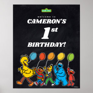 Poster Sesame Street Pals 1er Anniversaire Ballons Bienve