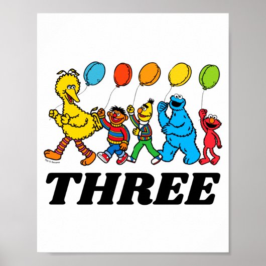 Poster Sesame Street Pals 3rd Birthday Balloons Toddler  (Devant)