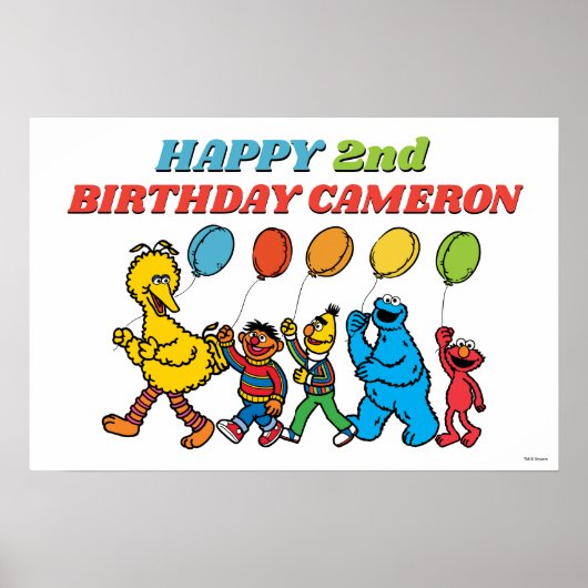 Poster Sesame Street Pals Balloons Anniversaire (Devant)