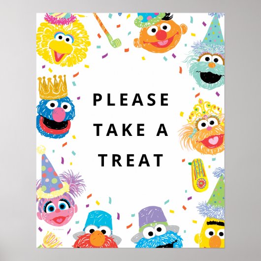 Poster Sesame Street Pals Confetti | Prendre Une Traite (Devant)
