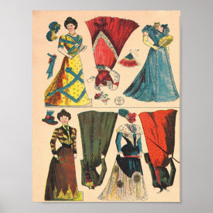 Poster Set de vêtements de poupées en papier victorien Vi