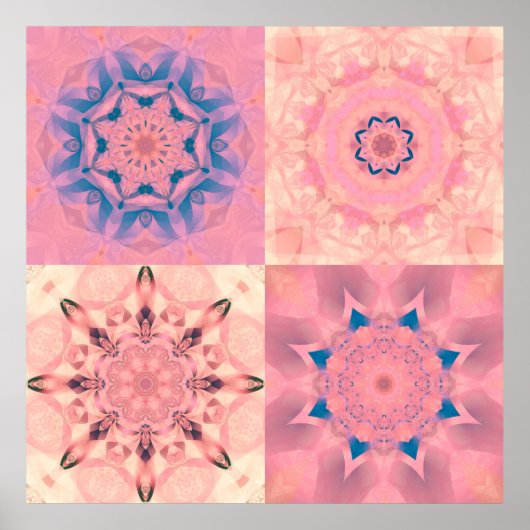 Poster Set of abstract pastel fractals with kaleidoscopic (Devant)