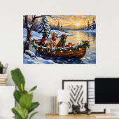 Poster Setter Anglais Noël Bateau Fêtes (Bureau à domicile)
