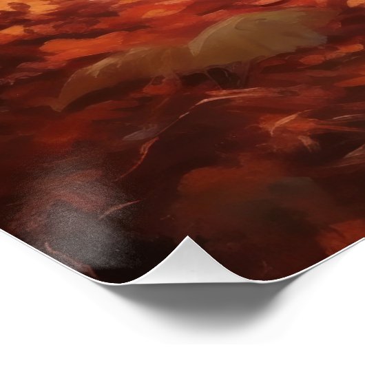 Poster Setter rouge irlandais à l'automne Feuilles automn (Coin)