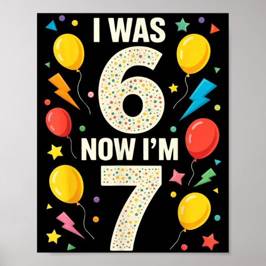Poster Seven Year Old Birthday 7 Year Old For Kids Girls  (Devant)