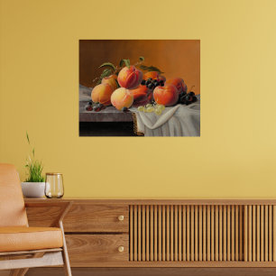 Poster Severin Roesen - Pêches, raisins, pommes