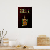 Poster SEVILLA. Guitarra flamenca con Giralda de Sevilla. (Cuisine)