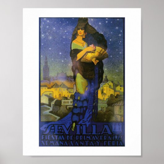 Poster Séville Espagne 1925 Danseuse flamenco (Devant)