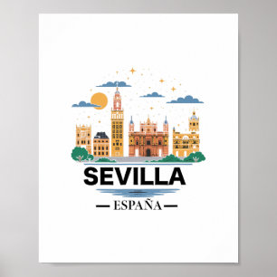 Poster Seville Espagne Souvenirs De Sevilla España Sévill