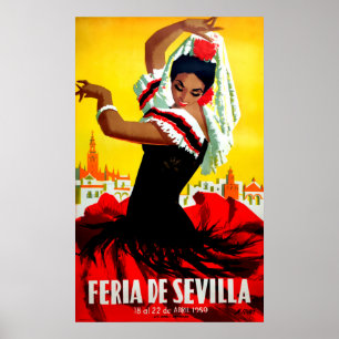Poster Seville festival, Spanish dancer, woman, tradition