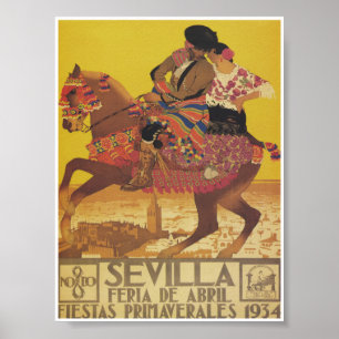 Poster Seville Spain 1934 April Fair Vintage Travel