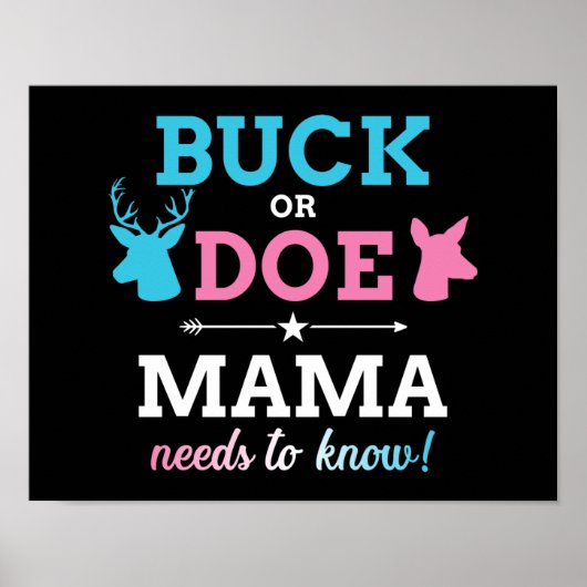 Poster Sexe reveal buck ou doe mama matching baby party (Devant)