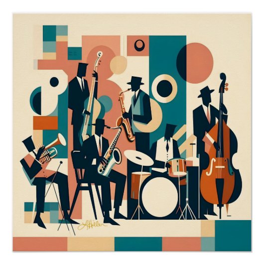 Poster Sextet de l'ère du Jazz du Milieu du Siècle (Devant)