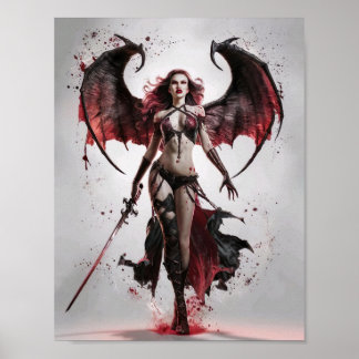 Poster Sexy Bloody Vampire guerrier debout Majestiquement