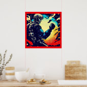 Poster SF - Héros Anime Woodcut 2 (Cuisine)