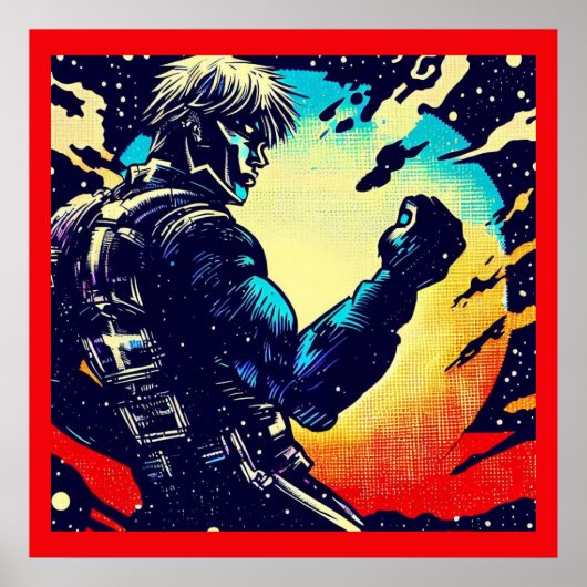 Poster SF - Héros Anime Woodcut 2 (Devant)
