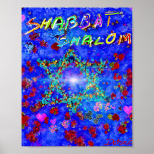 Poster Shabbat shalom flowers 