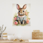 Poster Shabby Chic Antique Rabbit Girl (Cuisine)