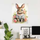Poster Shabby Chic Antique Rabbit Girl (Bureau à domicile)