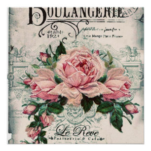 Poster shabby chic, découpage, victorien, français chic, 