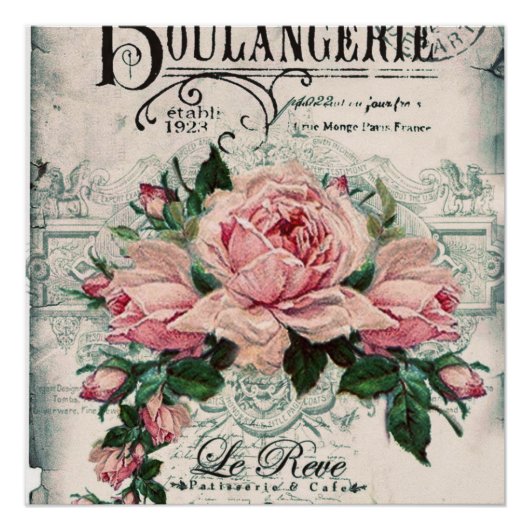 Poster shabby chic, découpage, victorien, français chic, (Devant)