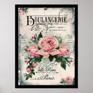 Poster shabby chic, découpage, victorien, français chic
