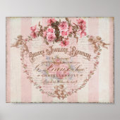 Poster Shabby Chic Rose Roses Cupidons French Script Post (Devant)