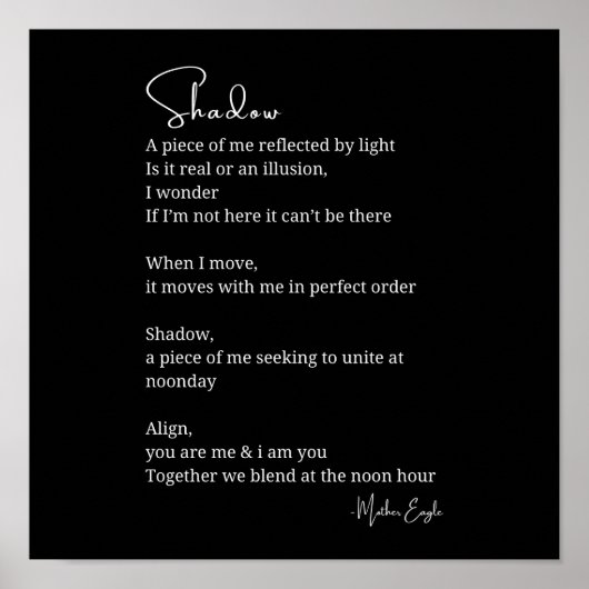 Poster Shadow Self Love Encouragement poème inspiré (Devant)