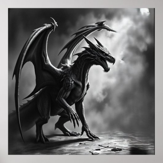 Poster Shadowborn Majesty : Dragon Charcoal Art (Devant)