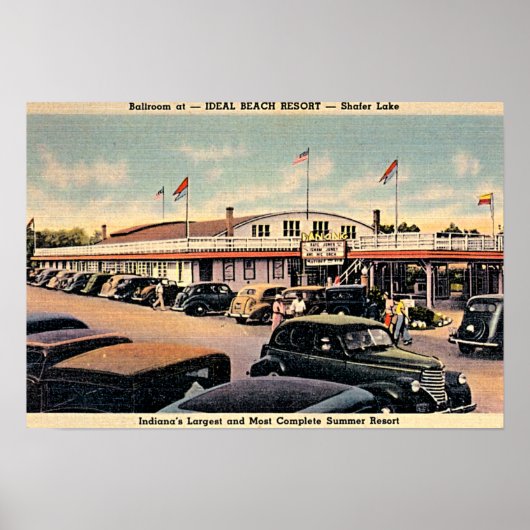 Poster Shafer Lake, Indiana Ideal Beach Resort (Devant)