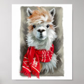 Poster Shaggy llama dans une écharpe rouge (Devant)