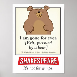 Poster Shakespeare. Pas pour les mauviettes.