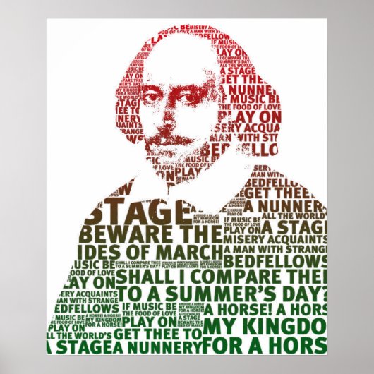 Poster Shakespeare rouge dégradé vert (Devant)