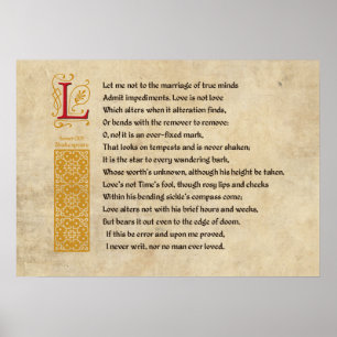 Poster Shakespeare Sonnet 116 (CXVI) sur Parchemin