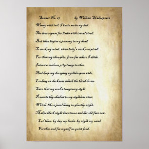 Poster Shakespeare Sonnet 27